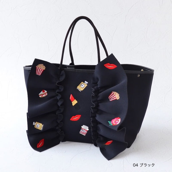 【SOLD OUT】L ネイプルズ ラッフルモチーフ刺繍トート-Lサイズ- TT-288EM-L