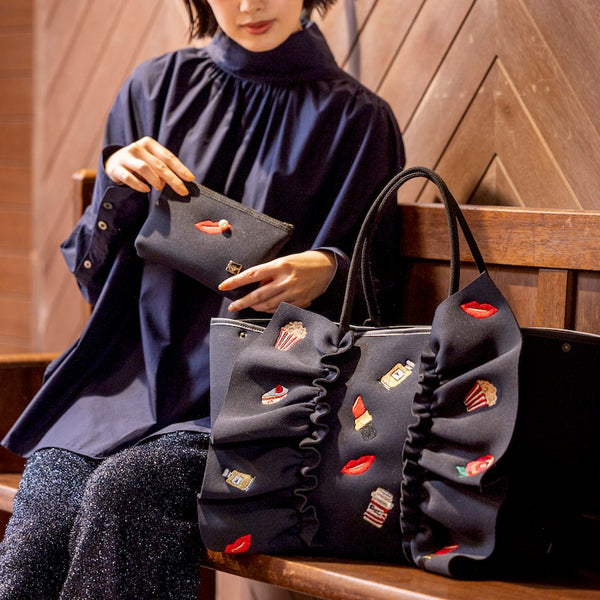 【SOLD OUT】L ネイプルズ ラッフルモチーフ刺繍トート-Lサイズ- TT-288EM-L