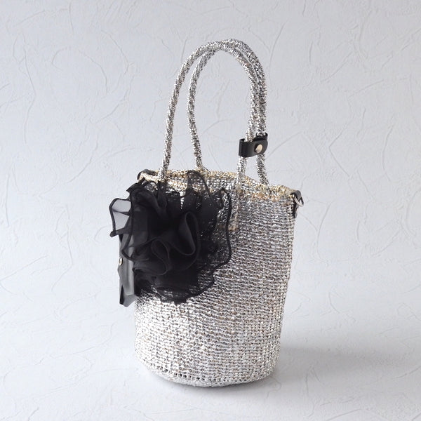 フラワーサイザルバスケット ロングハンドル - BA-234-