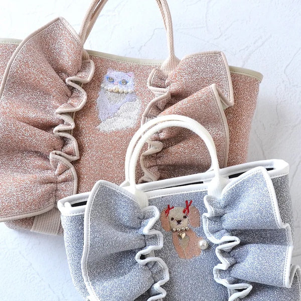 【予約】アニマルモチーフ刺繍ネイプルズ ラッフル2ウェイトート-CBSサイズ- TT-288AE-CBS